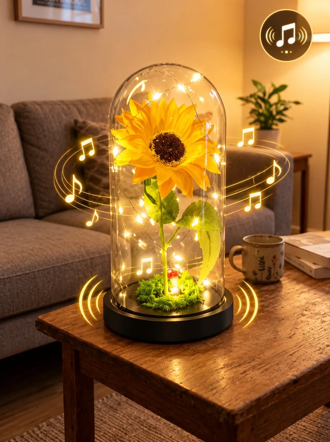 GIRASOL ENCAPSULADO MUSICAL CON LUCES 